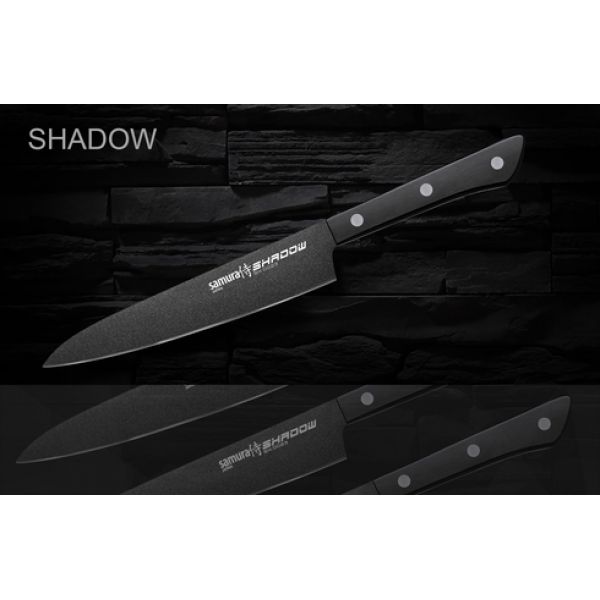 Samura Нож кухонный Shadow SH-0023/K универсальный 150мм, сталь AUS-8, ABS пластик (Black-coating)